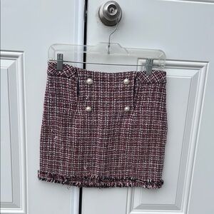 Chic Tweed Skirt - Red and Black